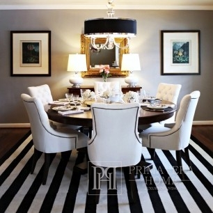 Luksusowe krzesło klasyczne, nowojorskie, do jadalni, toaletki, tapicerowane, glamour, z kołatką HAMPTONS