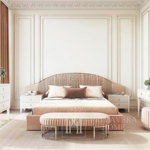 Łóżko glamour tapicerowane plisowane CHIC