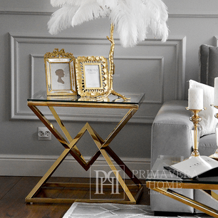 Šoninis pagalbinis staliukas, glamour, Niujorko stiliaus, nerūdijančio plieno, auksinis CONRAD MINI OUTLET 
