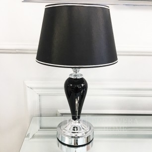 Nowoczesna lampa stołowa srebrna czarna niklowana glamour COCO nowojorska hamptons