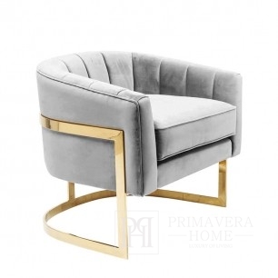 Stylish armchair Bent golden glamour for living room and dining room grey
