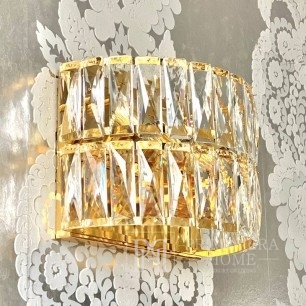 Ekskluzywny kinkiet kryształowy glamour, nowoczesna lampa ścienna, złoty MONACO
