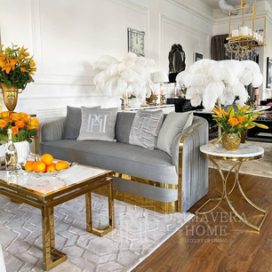 Elegantiška ir moderni sofa glamour MADONNA pilka, auksinė