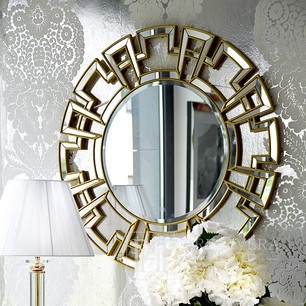 Złote lustro glamour dekoracyjne ścienne ELISE OUTLET