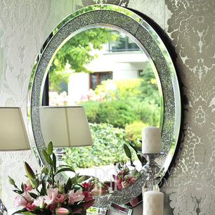 A diamond round mirror in the galmour style PAOLA SILVER
