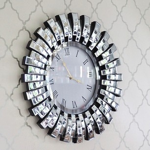 Zegar ścienny ENEA okrągły glamour srebrny 60cm