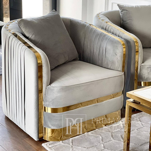 Glamor upholstered armchair for the living room, dining room gray gold MADONNA GOLD