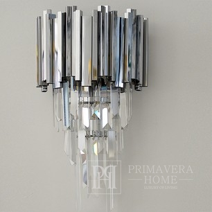 Silberne Wandleuchte Kristall Glamour modern für das Wohnzimmer EMPIRE SILVER