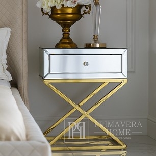 bedside table CHICAGO GOLD MINI gold 50x40x60 OUTLET