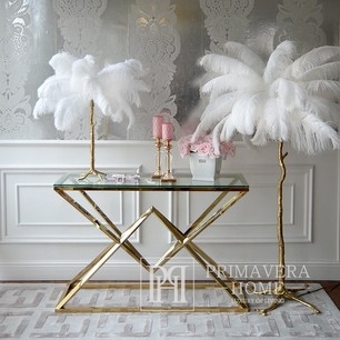 2.	Moderne Glamour Konsole Edelstahl Glas Gold CONRAD