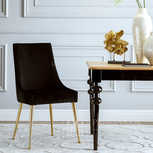 A glamor chair, upholstered MODERN for a dining room with golden legs
