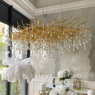 Glamor chandelier RAIN L 110 cm, designer, exclusive in a modern style, gold