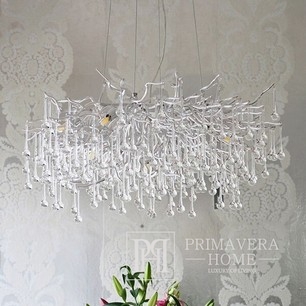 Chandelier, glamour ceiling lamp, modern hanging lamp RAIN M SILVER