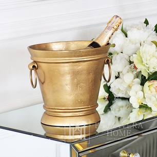 Cooler na szampana złoty stołowy uchwyty M 23 cm