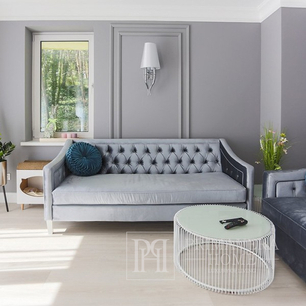 Glamour stiliaus sofa su miego funkcija pilka, smėlio spalvos  NEW YORK