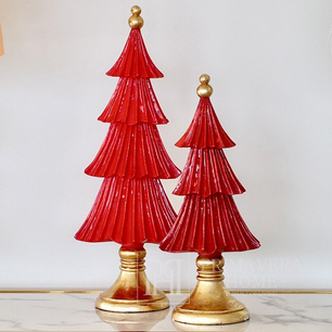 Dekoratyvinė raudonos ir auksinės spalvos Kalėdų eglutė 37 cm