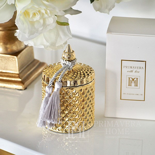 Pojemnik dekoracyjny szklany kryształowy złoty