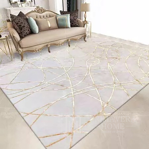 Modern glamor gray gold Stripes carpet