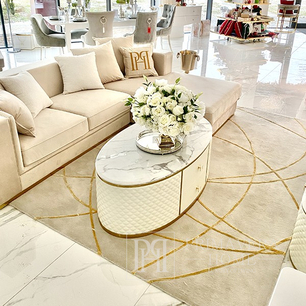 Modern glamor gray gold Stripes carpet