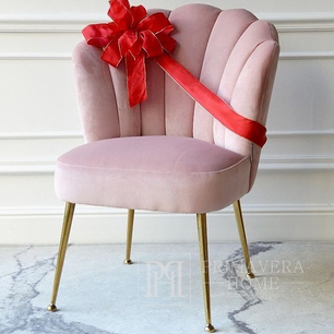 Krzesło nowoczesne, różowe glamour do toaletki, konsolki lub jadalni Shell