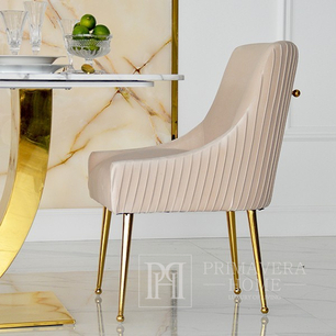 Tapicerowane krzesło beżowe złote PALOMA OUTLET