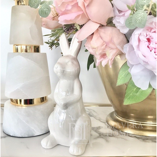 Table decoration, small ceramic rabbit, pearl, standing, glamor, Easter