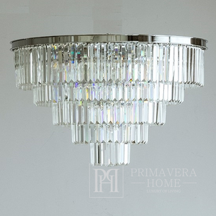 Kryształowy żyrandol przysufitowy plafon nowoczesny srebrny GLAMOUR
