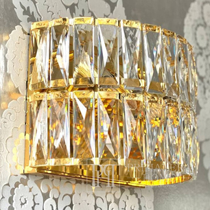 Sieninė krištolinė lempa, auksinė, Niujorko glamour stiliaus MONACO [CLONE]