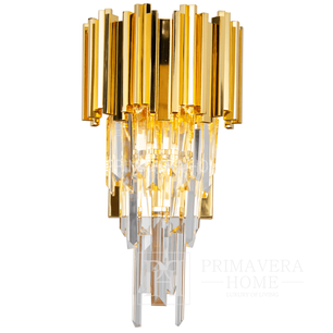 Prabangus krištolinės sieninės lempos glamūrinis sieninis šviestuvas, aukso IMPERIJA OUTLET