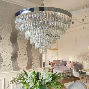 Luksusowy żyrandol ze szkła kryształowego, glamour, designerski, lampa wisząca srebrna MONACO OUTLET
