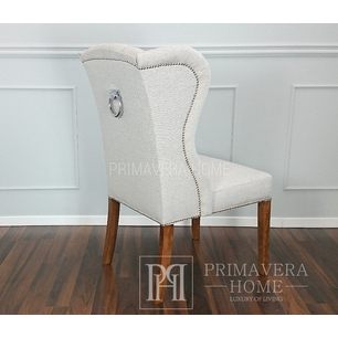 Krzesło tapicerowane pikowane z kołatką styl francuski, prowansalski KEITH OUTLET