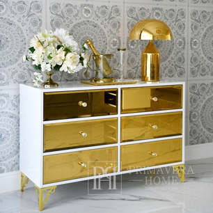 Luxurious wooden chest of drawers, for the living room, for the bedroom, glamor, wooden, varnished gold VENICE