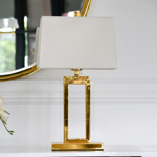 Luksusowa lampa stołowa, nowoczesna, art deco, nowojorska, transparentna złota VALENTINO