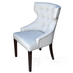 Luxuriöser weißer Polsterstuhl für Büro, Schlafzimmer, Schreibtisch, Venge-Beine LEONARDO OUTLET