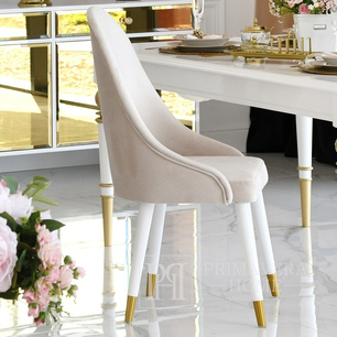 Nowoczesne krzesło tapicerowane, do jadalni, klasyczne, nowojorskie, złote CAPRI