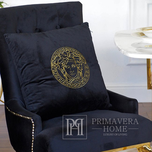 Dekoratives schwarzes Samtkissen mit goldenem logo Medusa [CLONE]