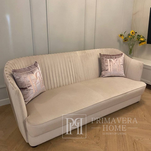 Elegant New York Chic pleated sofa in grey