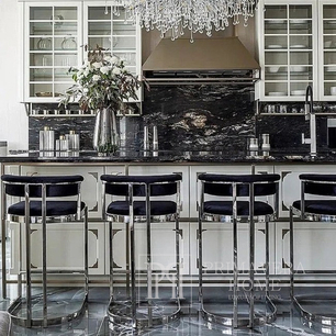 Glamor stool MARCO for dining room/bar, silver black