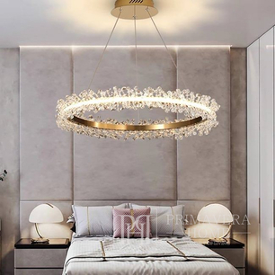 LED-Kristall Lampe, Decke rund, Ring, Glamour-Kronleuchter, modernes Gold BRINA 80cm OUTLET