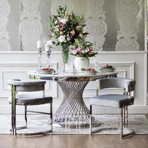 Gepolsterter stuhl modern glamour für Wohn-und Esszimmer grau silber MARCO OUTLET