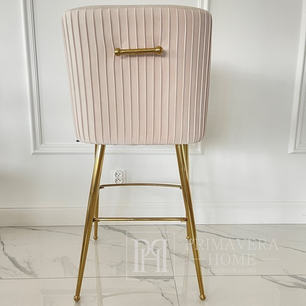 Modern glamor stool in beige golden velvet fabric PALOMA