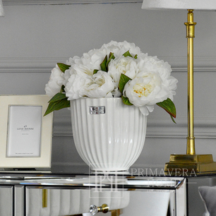 Doniczka ceramiczna Rosalie Flower Lene Bjerre 18 cm biała w pasy