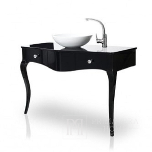 Black bathroom chest of drawers, elegant set includes faucet, washbasin, Leila set