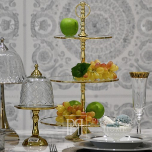 Moderner Teller, Glas, Regal, für Obst, Kuchen, goldenes RUNDES DREI-EBENEN-MUSTER