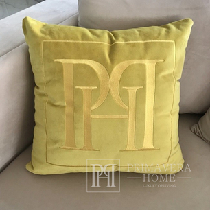 Poduszka 50x50 z logo PH żółta, złota, dekoracyjna