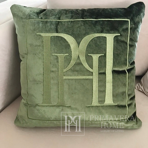 Decorative pillow 50x50, dark green, green, with the PH logo