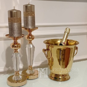 Šampano šaldytuvas, plieninis, auksinis, staliukas, rankenos 24 cm