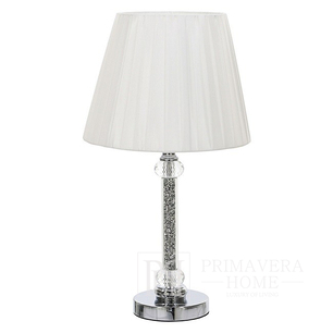Lampa stołowa srebrna, diamentowa, w stylu glamour, nowojorska, hamptons PAOLA S