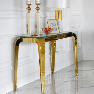 Moderni žavinga konsolė su stikliniu viršumi, auksinis ELITE