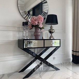 VIKI mirror console, glamorous, modern, black  or white with high gloss silver